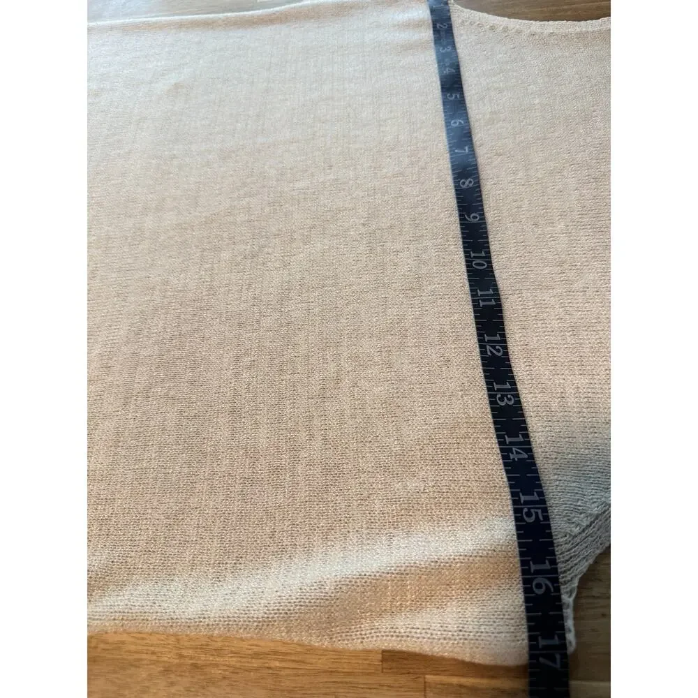 Josephine Chaus Womens Beige Knit Tank Top Large Sleeveless Lightweight Sweater
